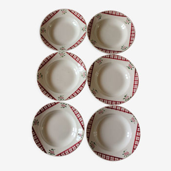 Lot 6 assiettes creuses Niger Digoin Sarreguemines