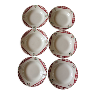 Lot 6 hollow plates Niger Digoin Sarreguemines