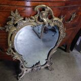 Beveled mirror in bronze louis XV 19th