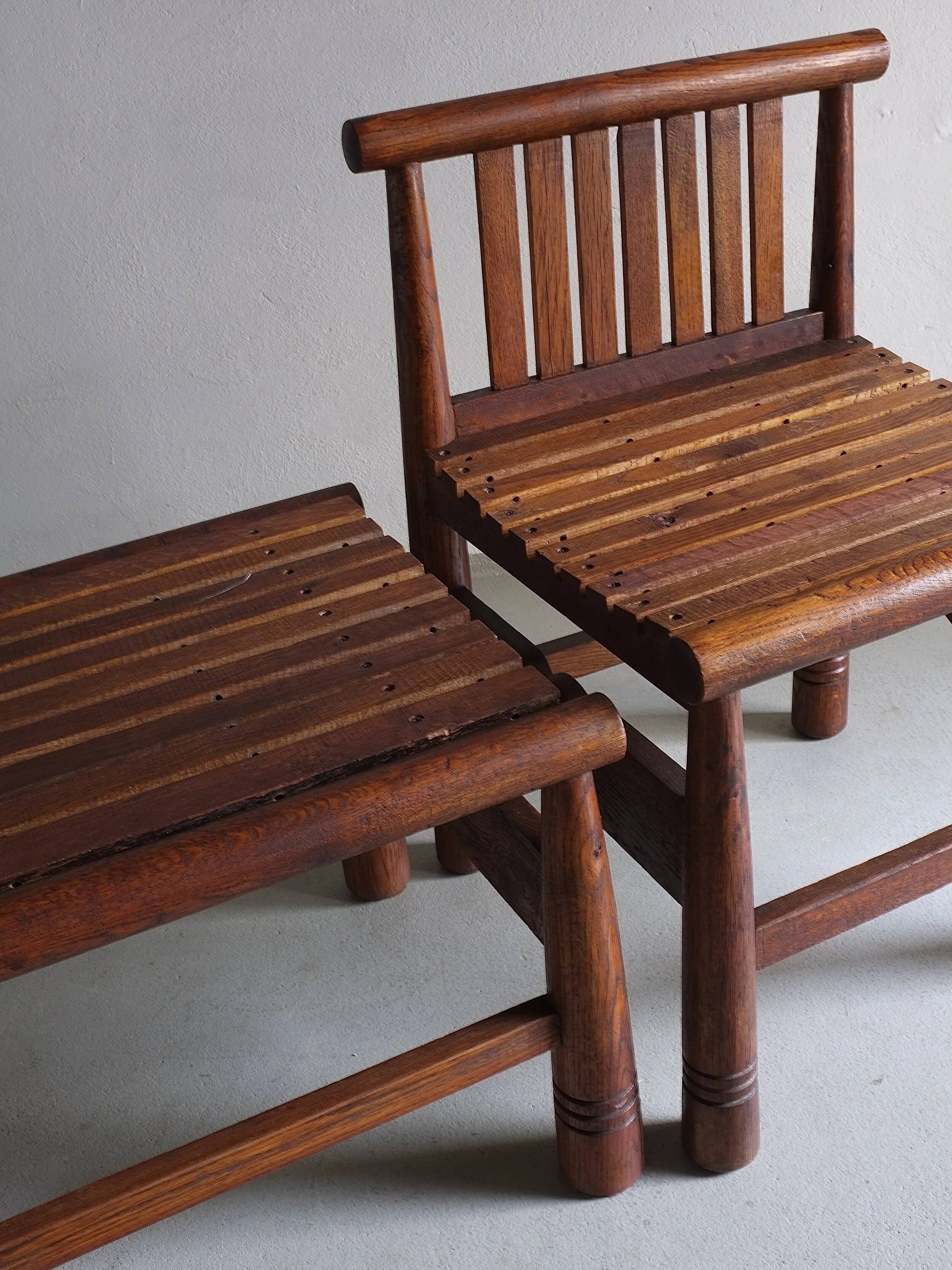 Carved oak low back chair | France | 1960s
