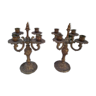 Pair of bronze chandeliers