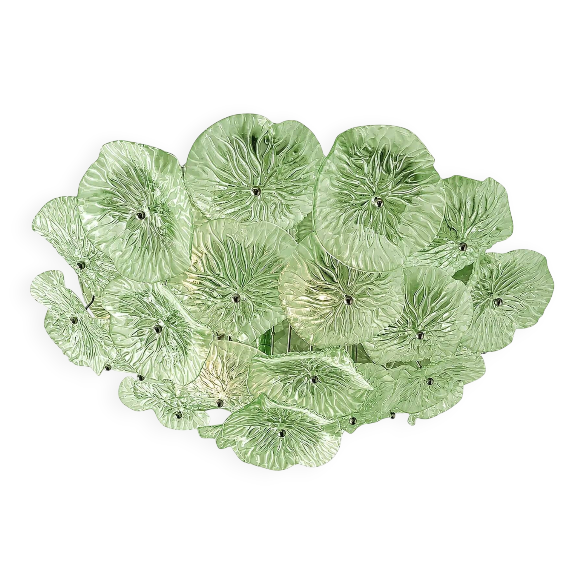 Contemporary Floreal Green Murano Glass Flush Mount by Simoeng