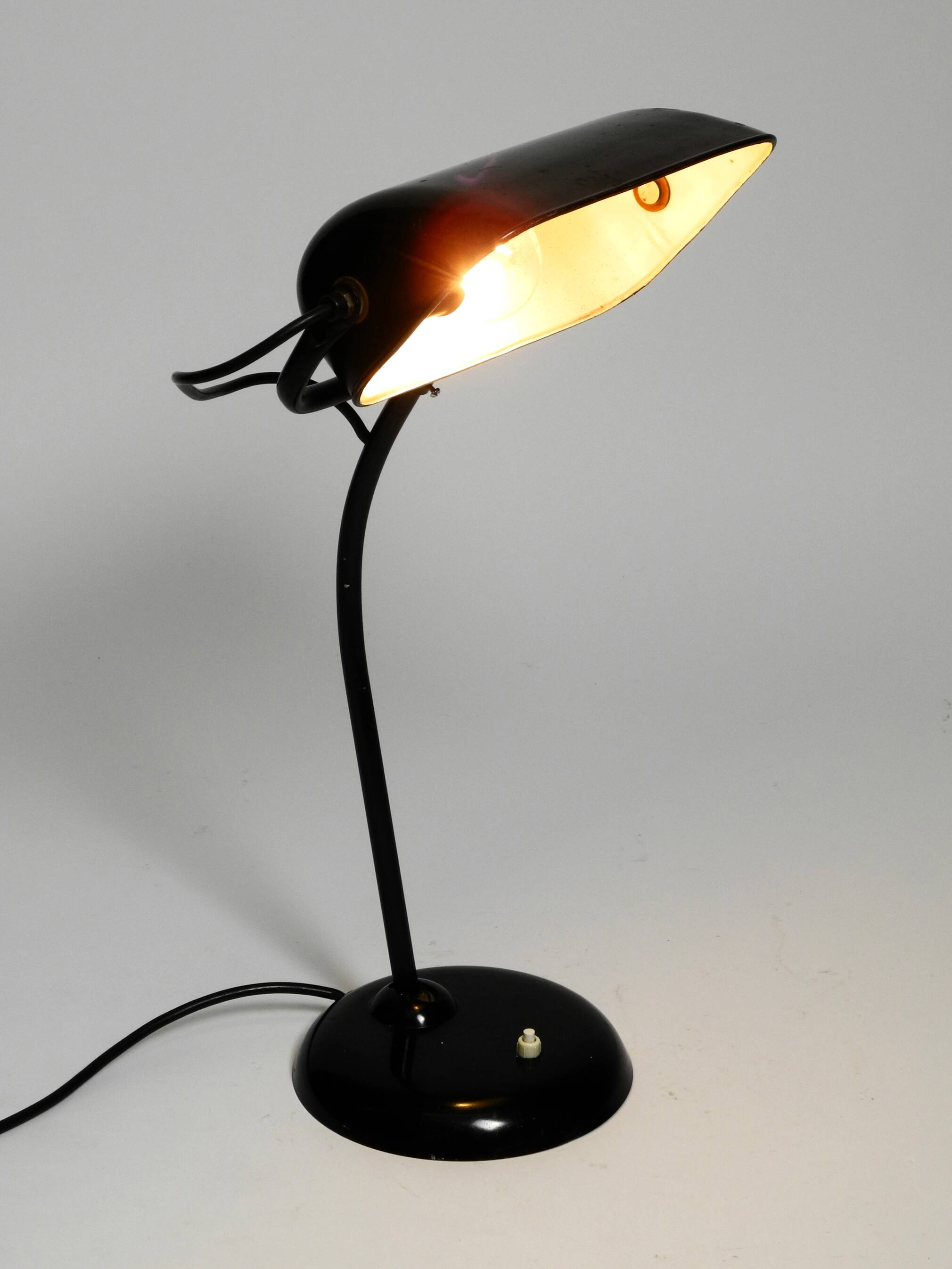 Original 1940s Kaiser Idell industrial metal table lamp model 6581 in black