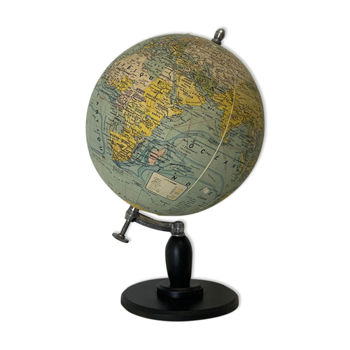 Globe terrestre 1930 en bois, métal et plâtre | Selency
