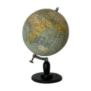 Globe terrestre 1930 en bois, métal