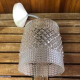 Old molded glass pendant lamp + vintage golden support