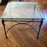 Iron coffee table forge on glass