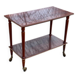 2-level rolling table in lacquered mahogany and brass 1960