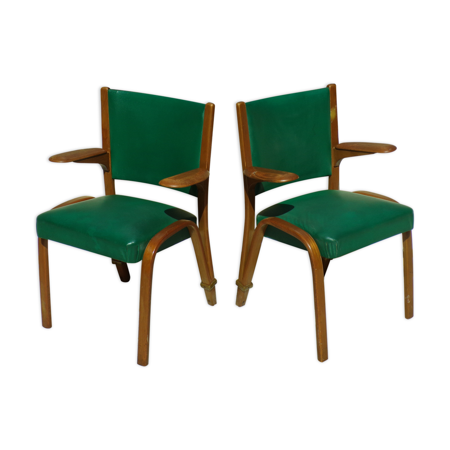 Pair of Bow Wood armchairs by Hugues Steiner