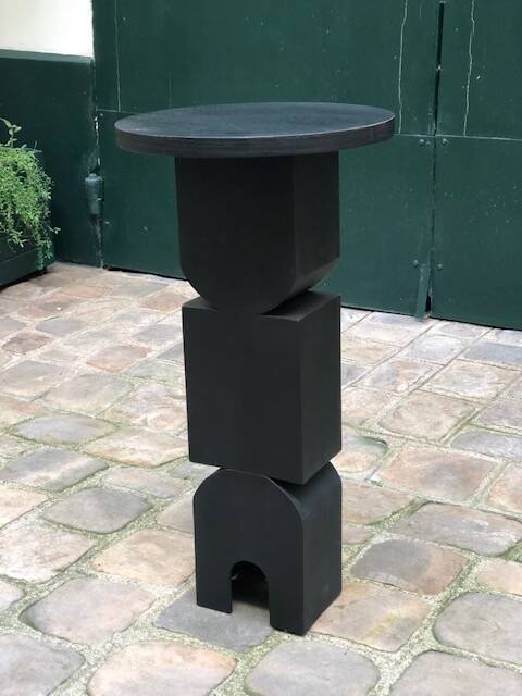 Sellette - Table d'appoint en bois teinté noir