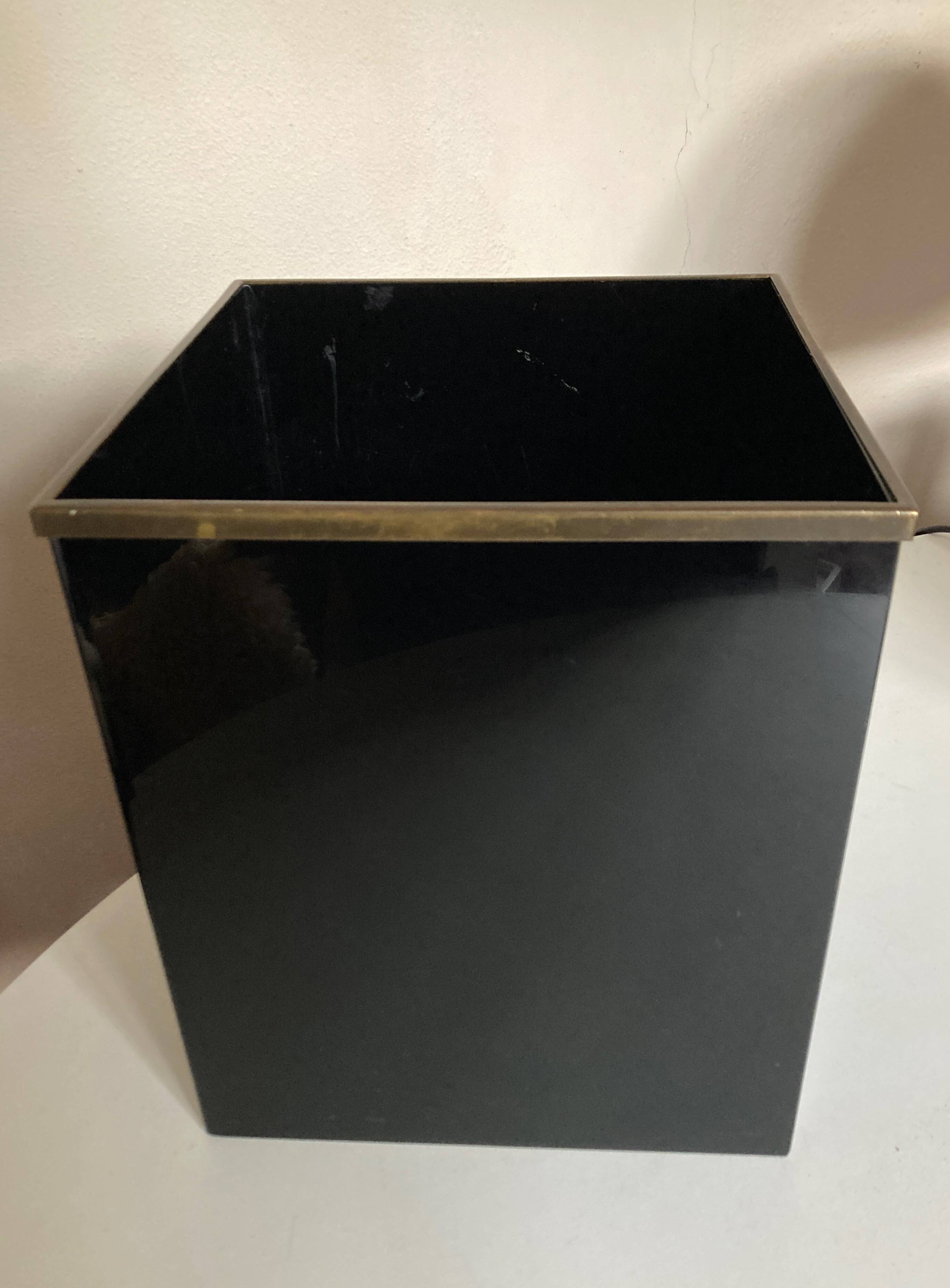 Christian Dior Maison 1970 Black Lucite Waste Paper Basket