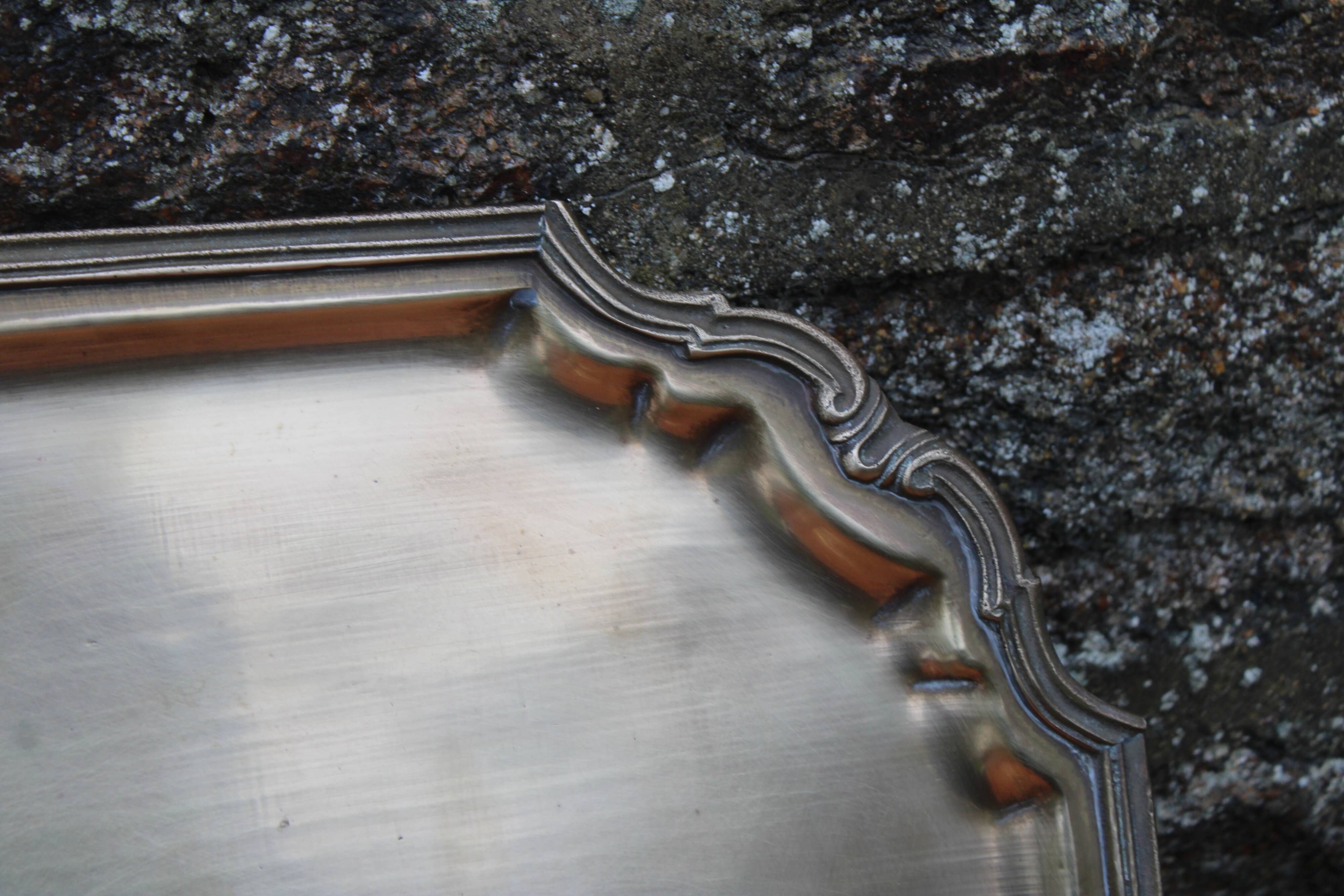 Antique yellow copper tray – 36 cm – Made in India
