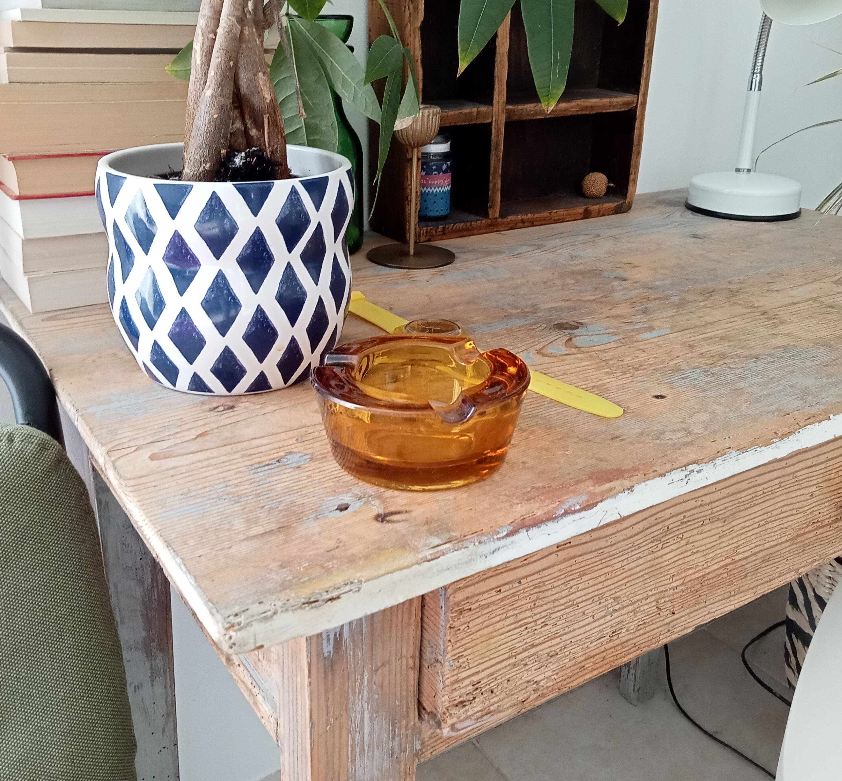 Vintage amber glass ashtray