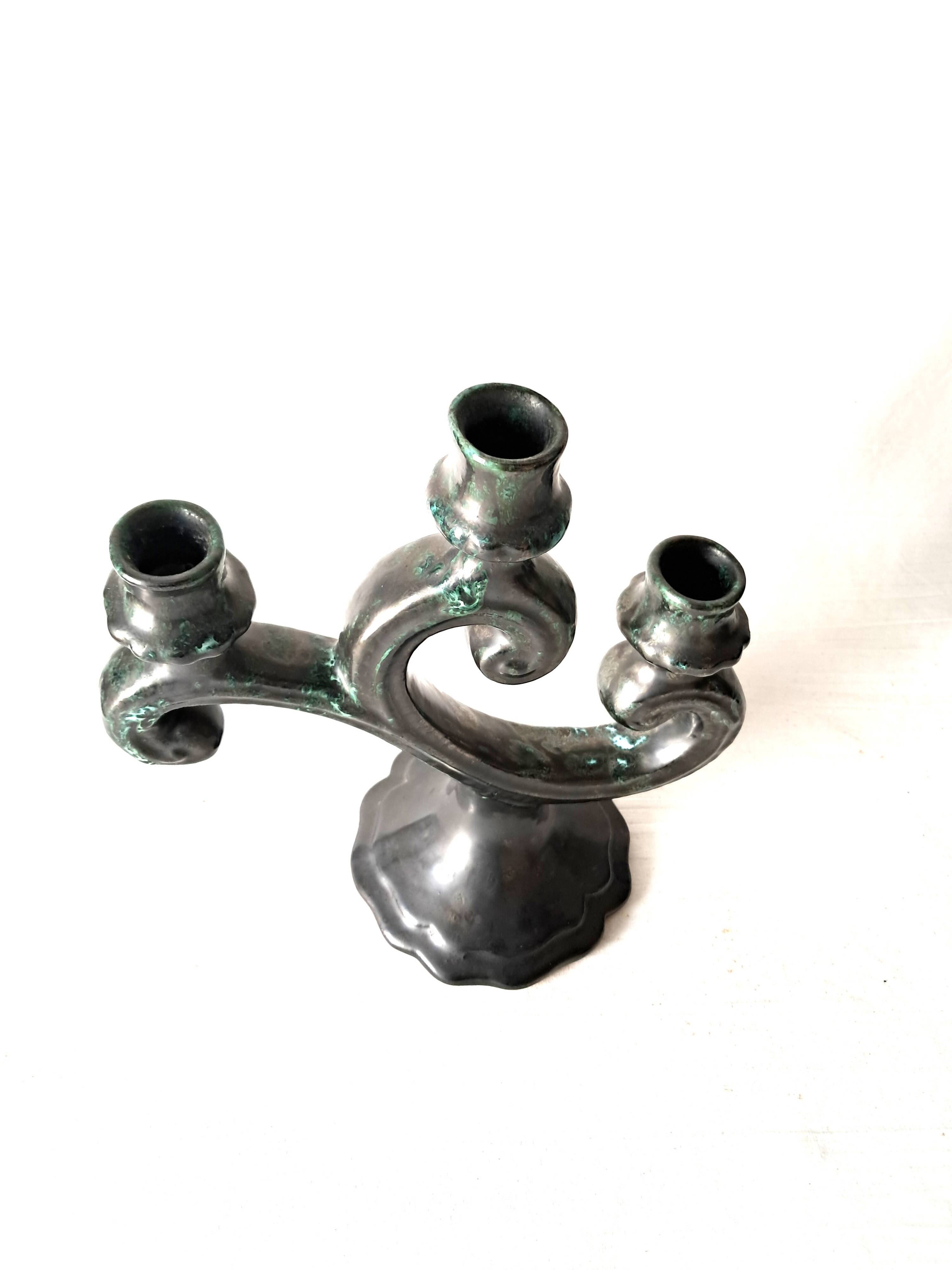 Pair of Large Vintage Ceramic Candelabras by Sars Potteries Maine