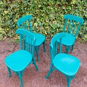 Set of 4 green bistro chairs