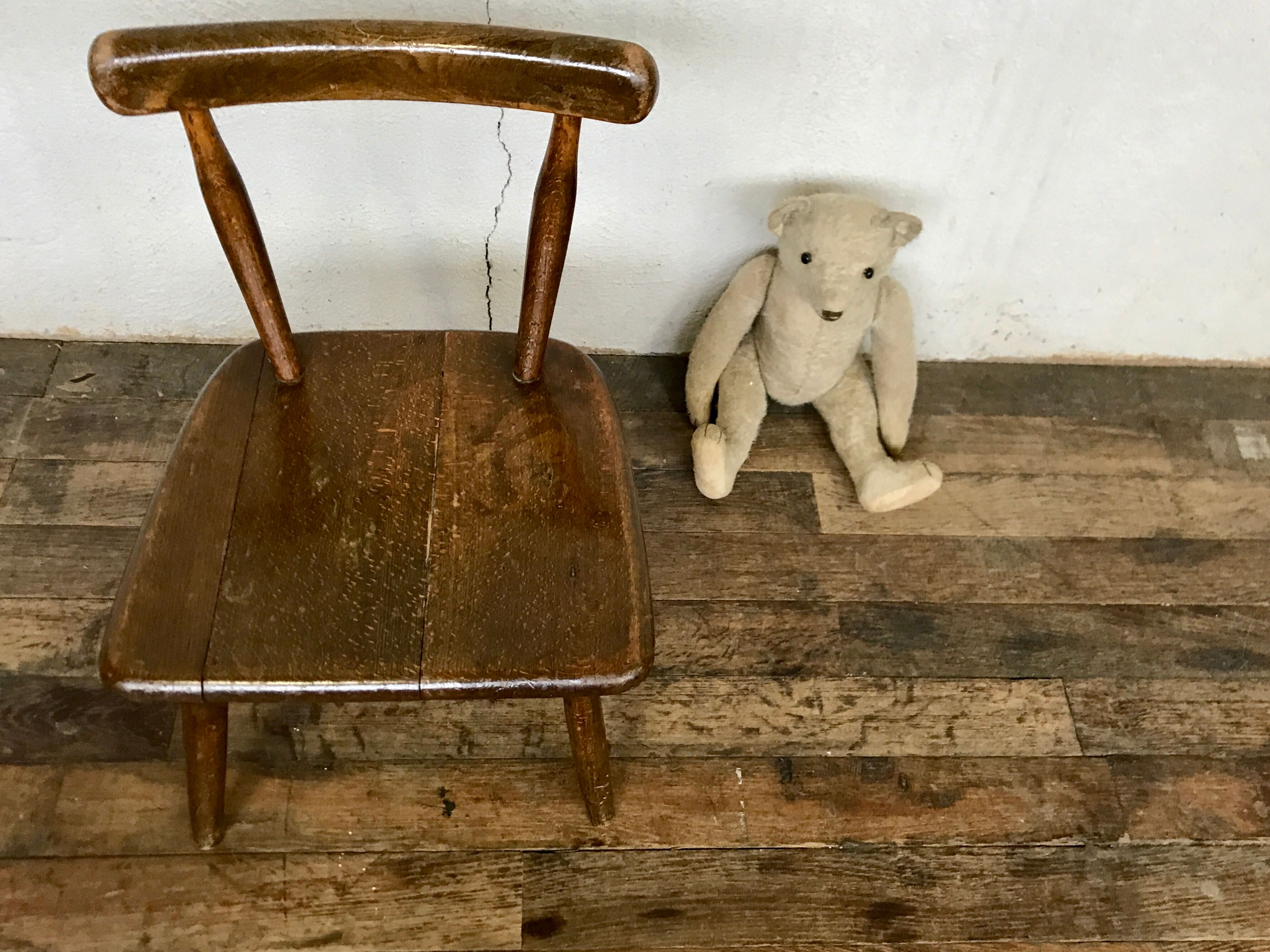 Brutalist primitive style wooden chair