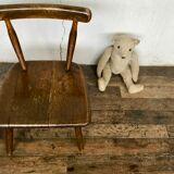 Brutalist primitive style wooden chair