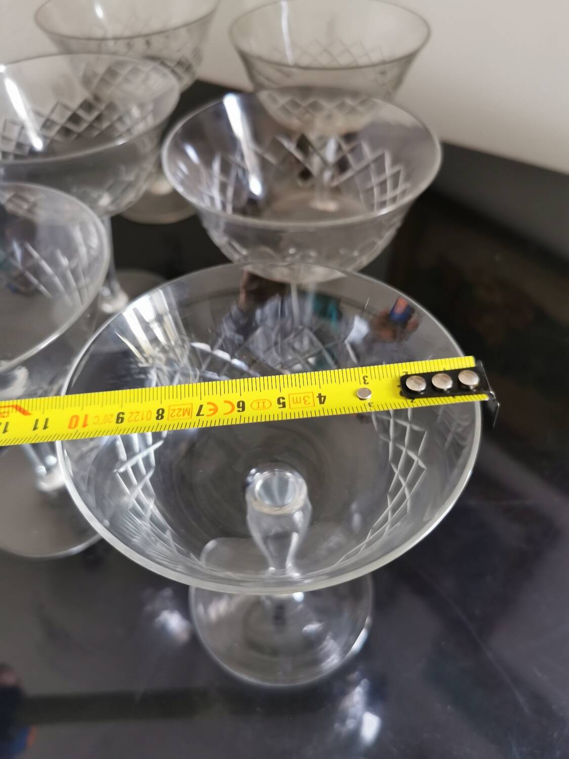 6 crystal champagne glasses