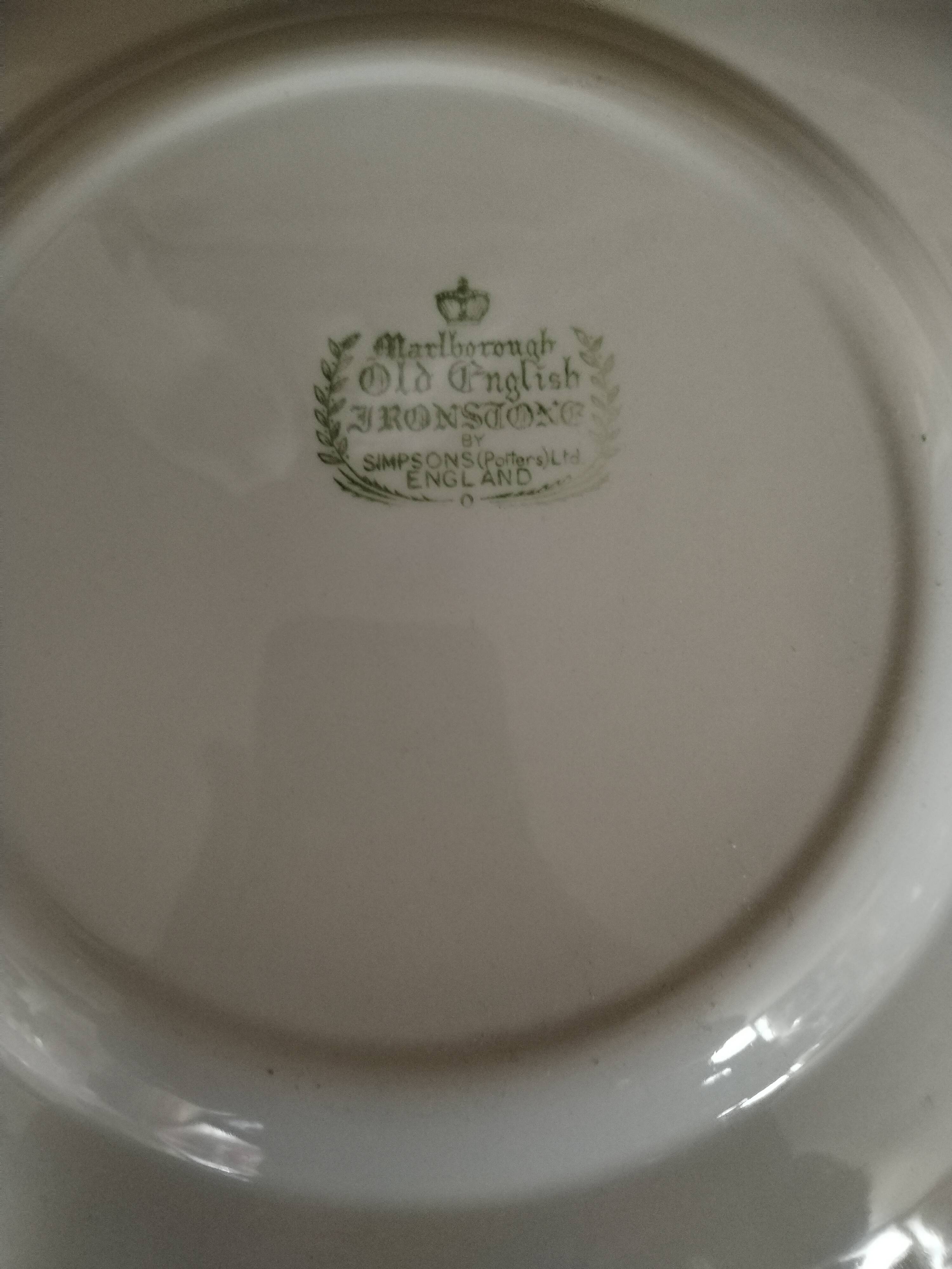 8 large English white earthenware plates 19th