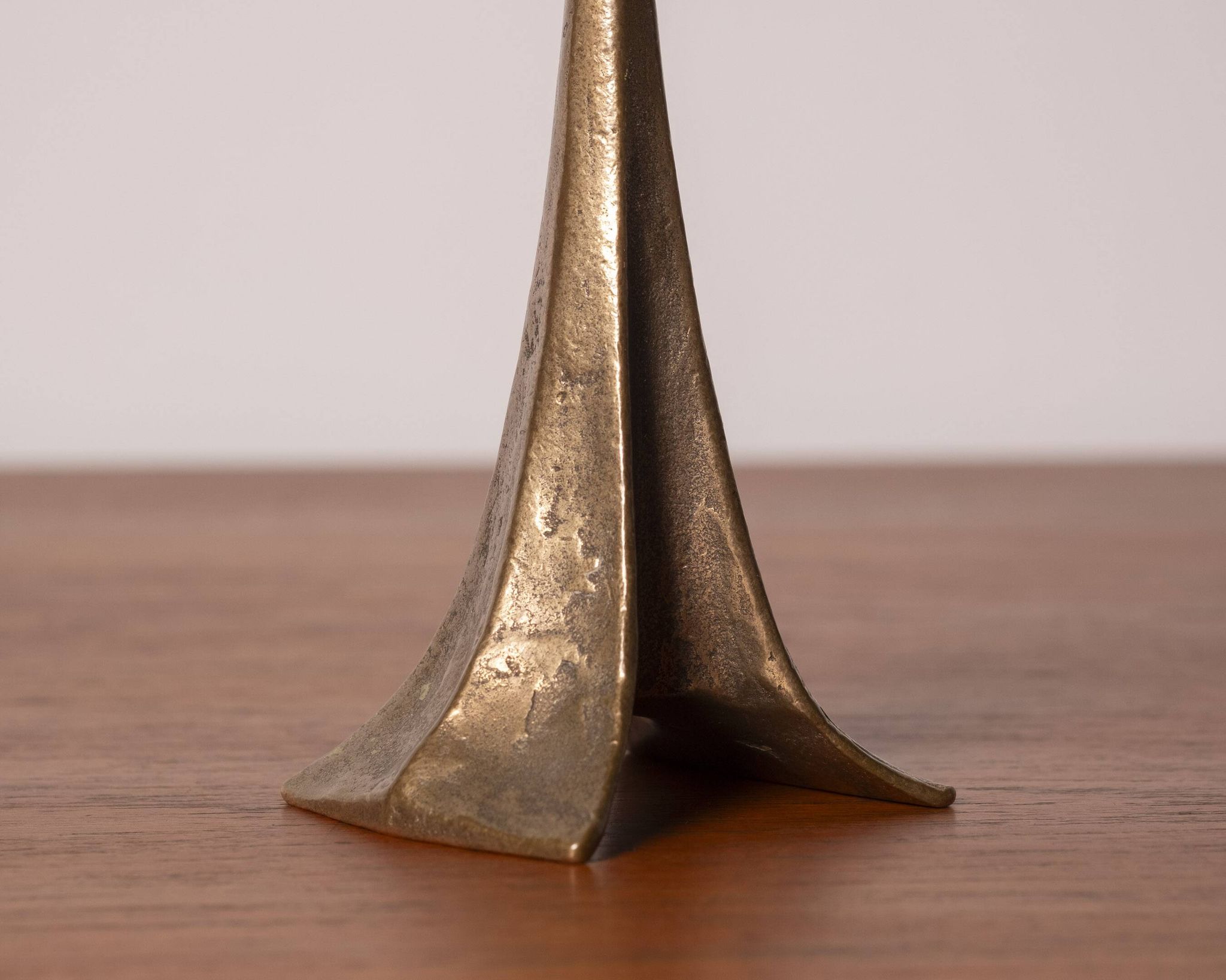 Brutalist bronze candlestick by Michael Harjes, 1970s, Germany.