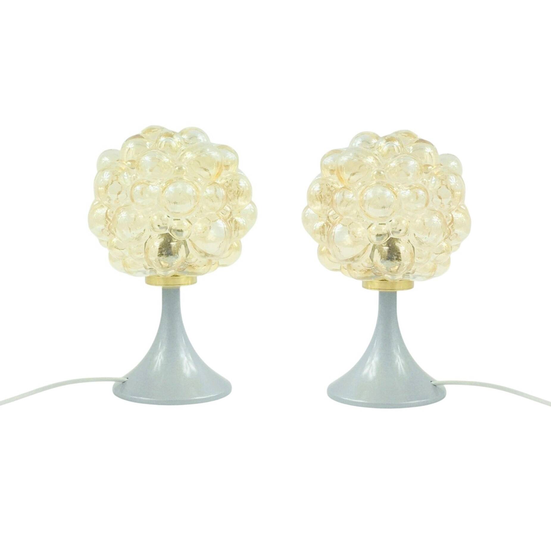 Pair of Mid-Century Modern Bubble Glass Table Lamps by H. Tynell, 1960s