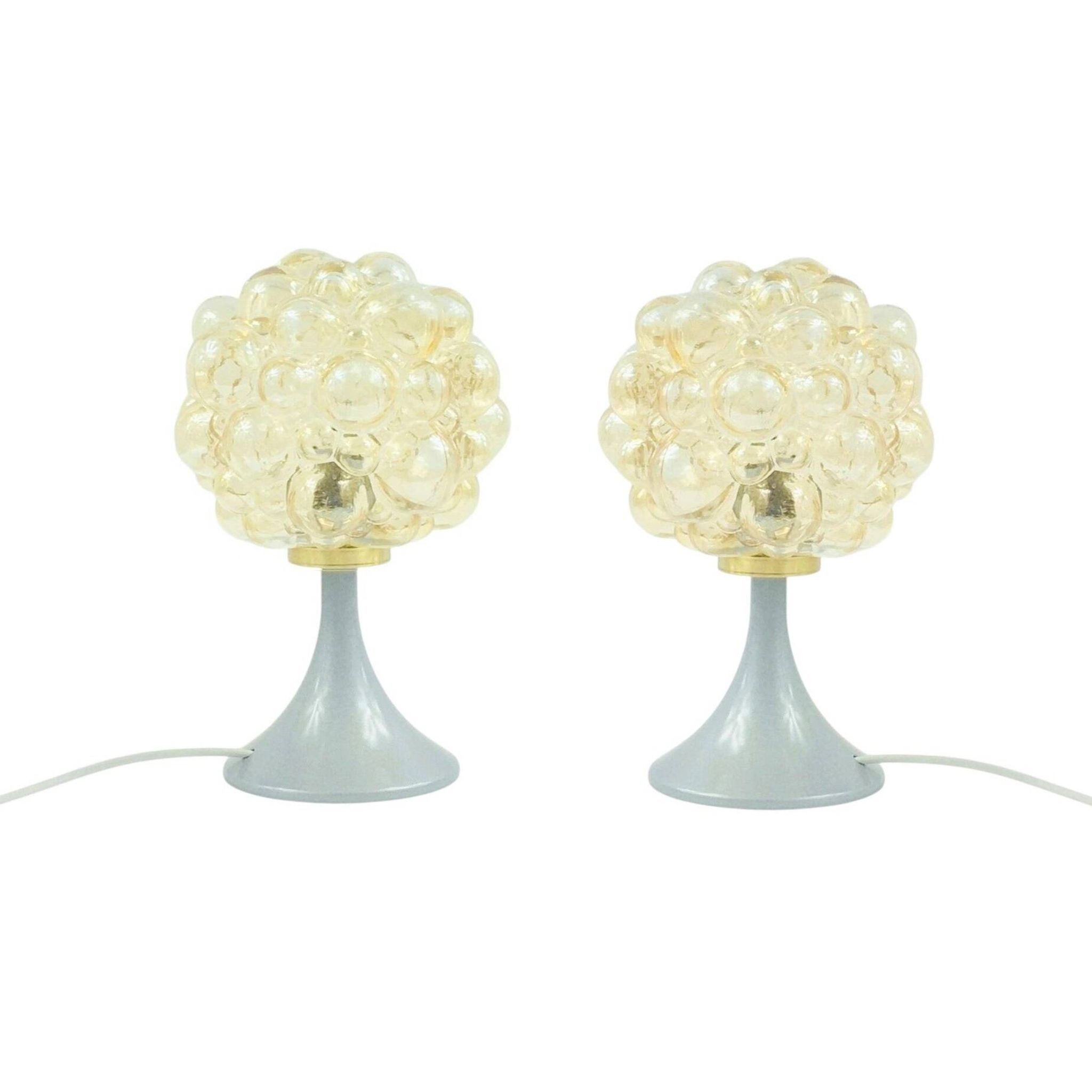 Pair of Mid-Century Modern Bubble Glass Table Lamps by H. Tynell, 1960s