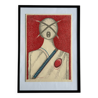 Lithographie originale de Uno Svensson, 1986. Michel Cassé