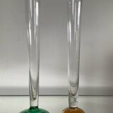 Pair of Bohemian crystal soliflore vases from the 70s and 80s