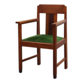 Chaise latérale en chêne et velours de l'école d'Amsterdam, Pays-Bas, années 1920.
