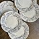 6 dessert plates Longwy in white and grey ironstone, "Saint Cloud" service.