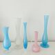 Set of 5 pastel opaline soliflore vases