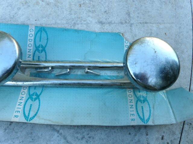 Wall coat rack with 3 chrome metal hooks, vintage 80s.