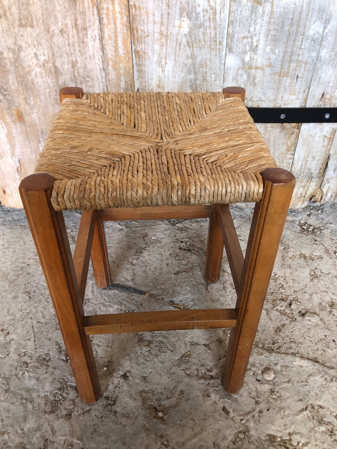 Wooden stool & mulched seat