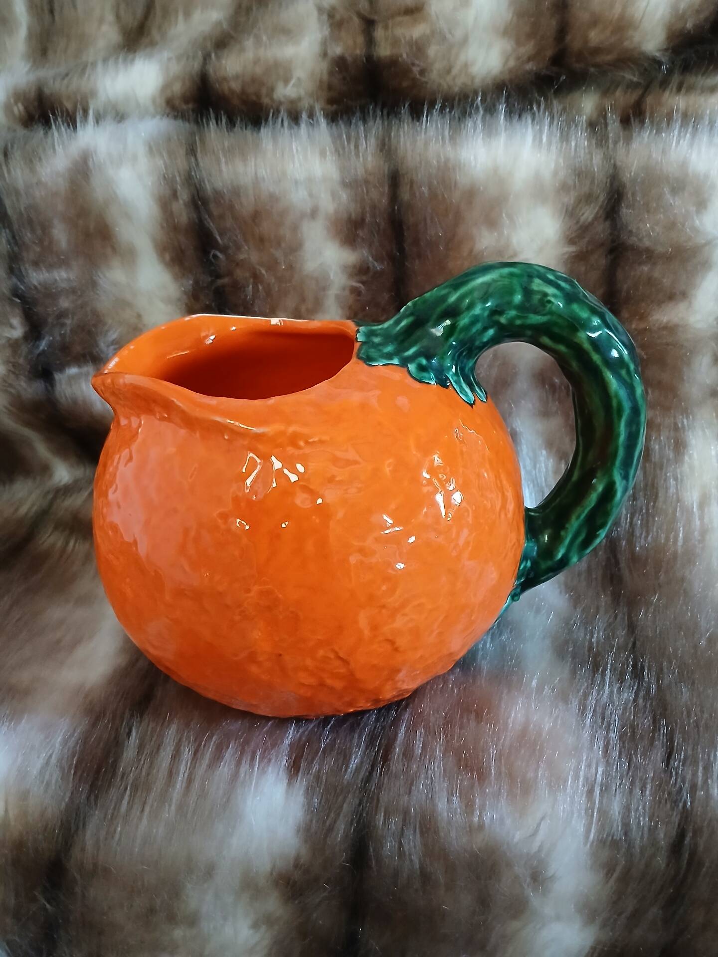 Jug / Carafe in orange barbotine shape