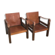 Pair of vintage design safari armchairs 50s