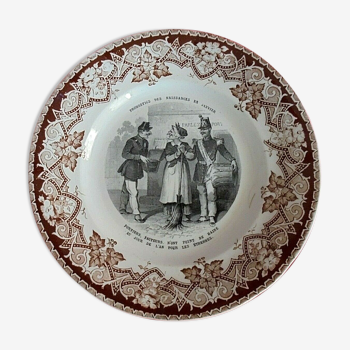 Old talking plate Births in January Opaque Lunéville Diam. 20 cm