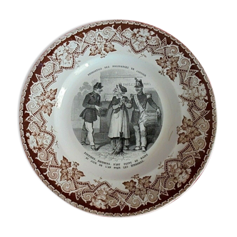 Old talking plate Births in January Opaque Lunéville Diam. 20 cm