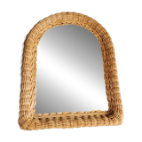 Vintage woven rattan mirror