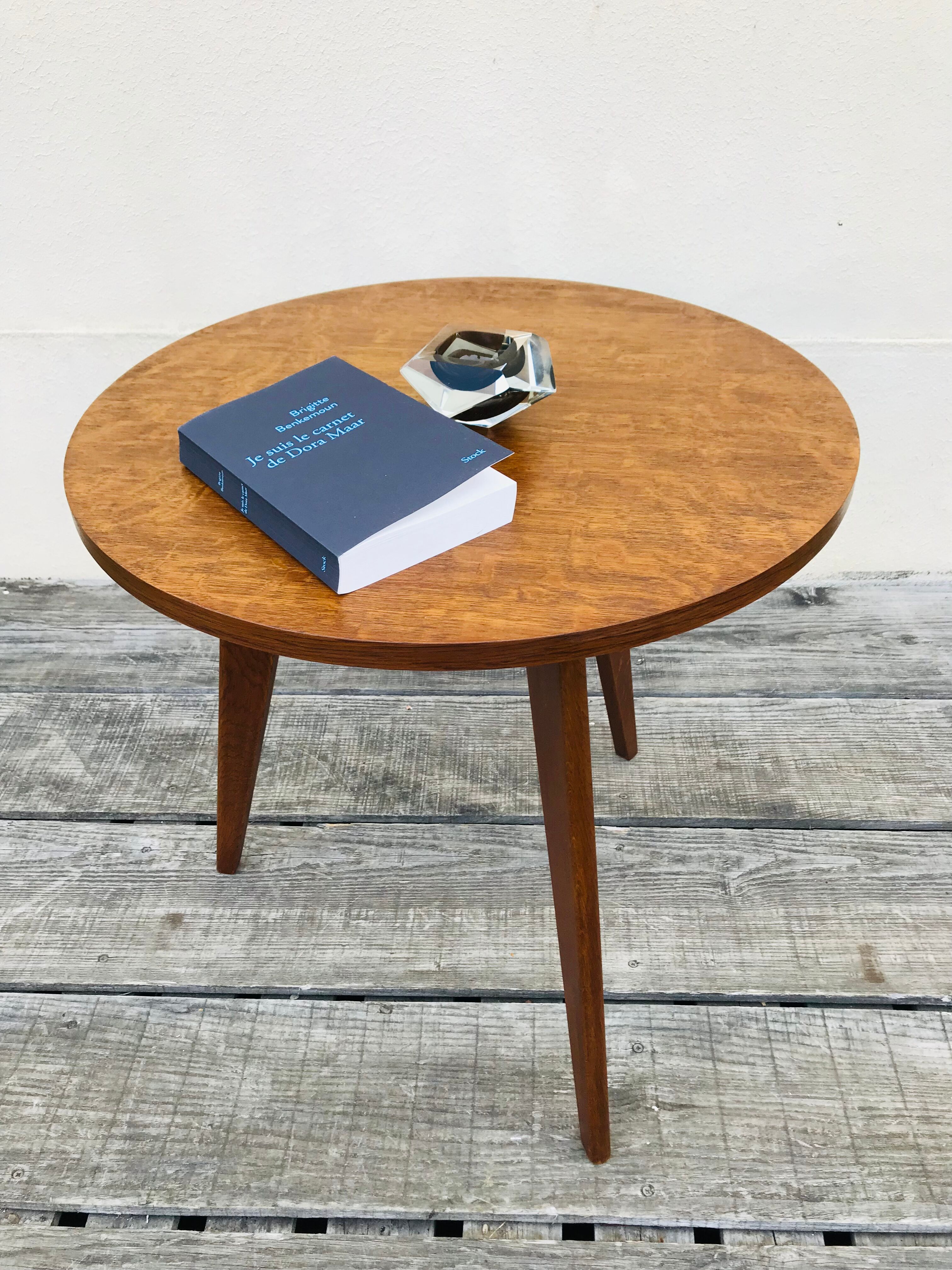 Vintage table 1950 feet compass oak