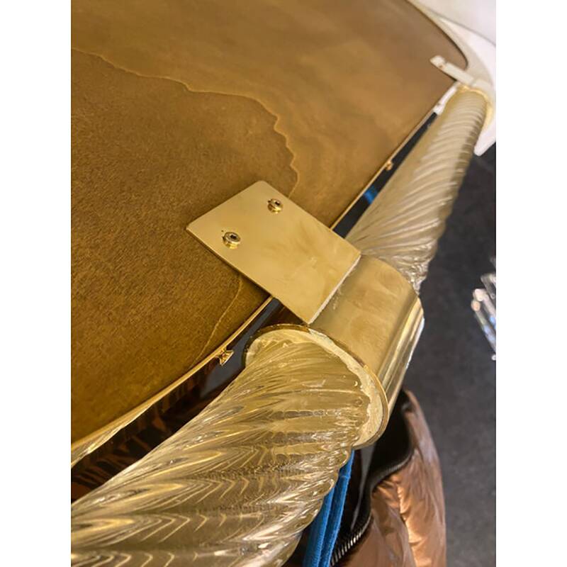 Impressive “Torciglione” Gold Murano Glass Wall Mirror in Barovier Style