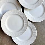 6 St Amand dessert plates in white earthenware