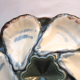 Art Nouveau Deco slurry oyster plate, signed Terre de Fer Longchamp