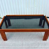 Afra and Tobia Scarpa wood and smoked glass coffee table
