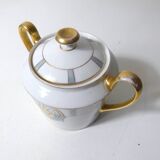 Limoges Ribes porcelain tea and coffee service, gold, silver, iridescent mother-of-pearl, Art Deco
