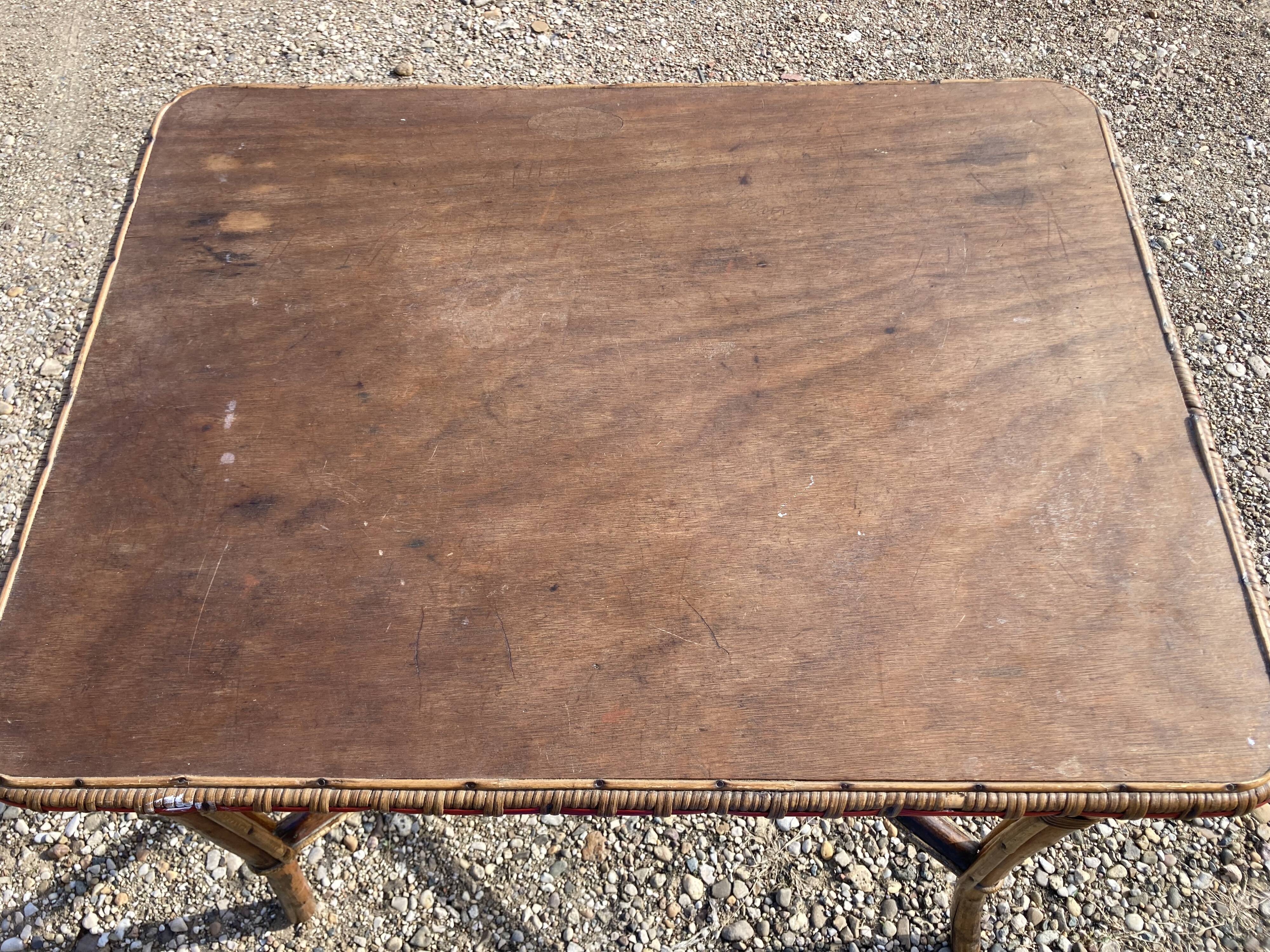 Wooden and wicker table