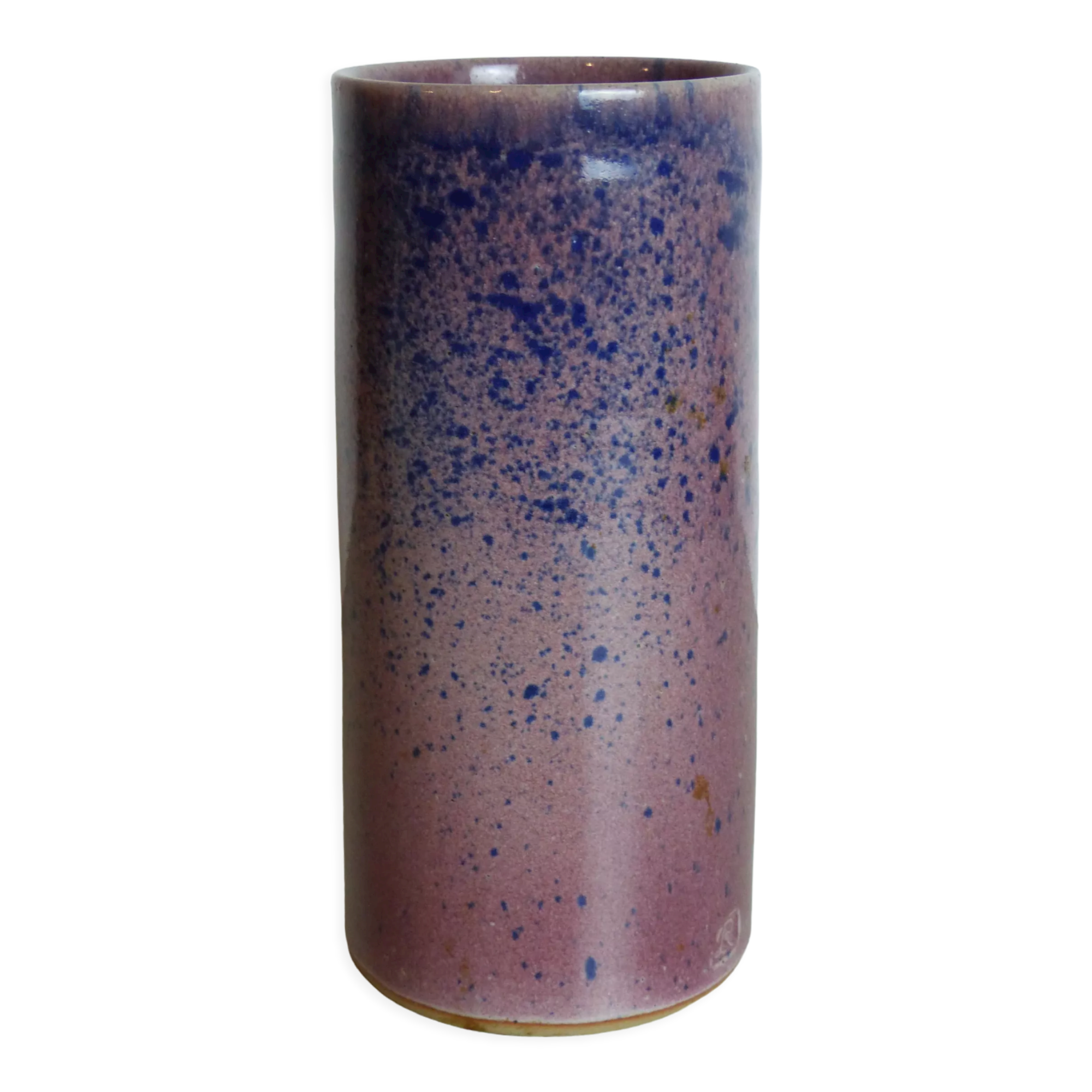 Vase roll pink and blue signed