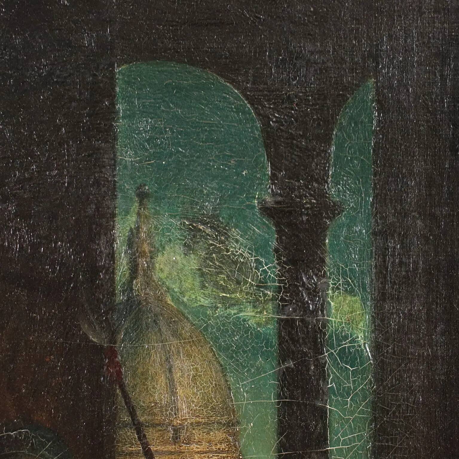 Ancient painting on a historical subject, oil on canvas, Italy 19th century.