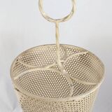 Porte parapluie vintage en tole perforée, design 1960