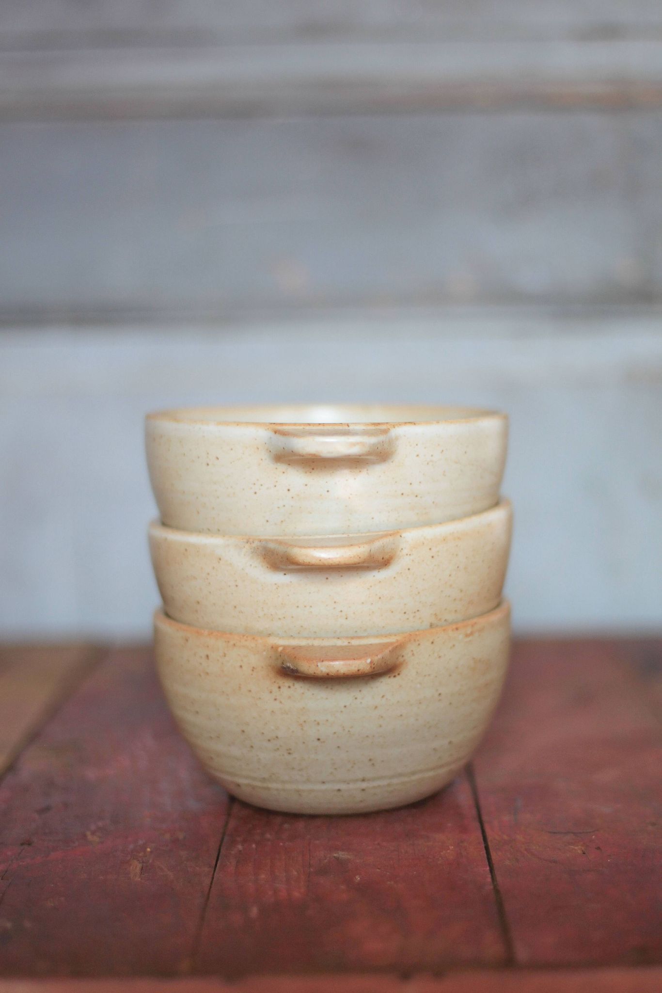 Set of 3 vintage village stoneware bowls, breakfast bowl, vintage ear bowl.