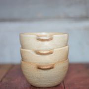 Set of 3 vintage village stoneware bowls, breakfast bowl, vintage ear bowl.
